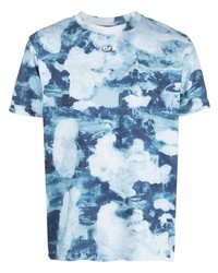 hellblaues Mit Batikmuster T-Shirt mit einem Rundhalsausschnitt von Off-White