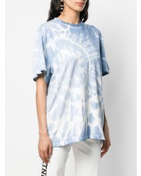 hellblaues Mit Batikmuster T-Shirt mit einem Rundhalsausschnitt von Stella McCartney