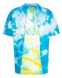 hellblaues Mit Batikmuster T-Shirt mit einem Rundhalsausschnitt von Palm Angels