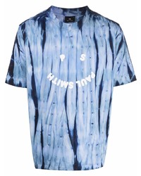 hellblaues Mit Batikmuster T-Shirt mit einem Rundhalsausschnitt von PS Paul Smith