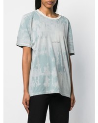 hellblaues Mit Batikmuster T-Shirt mit einem Rundhalsausschnitt von Saint Laurent