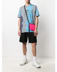 hellblaues Mit Batikmuster T-Shirt mit einem Rundhalsausschnitt von Diesel