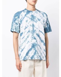 hellblaues Mit Batikmuster T-Shirt mit einem Rundhalsausschnitt von Stain Shade