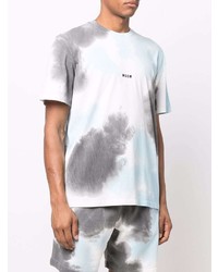 hellblaues Mit Batikmuster T-Shirt mit einem Rundhalsausschnitt von MSGM