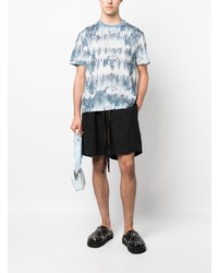 hellblaues Mit Batikmuster T-Shirt mit einem Rundhalsausschnitt von Amiri