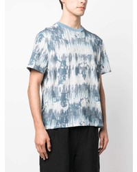 hellblaues Mit Batikmuster T-Shirt mit einem Rundhalsausschnitt von Amiri