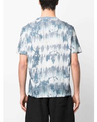 hellblaues Mit Batikmuster T-Shirt mit einem Rundhalsausschnitt von Amiri