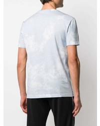 hellblaues Mit Batikmuster T-Shirt mit einem Rundhalsausschnitt von Versace