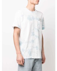 hellblaues Mit Batikmuster T-Shirt mit einem Rundhalsausschnitt von RIPNDIP