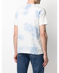 hellblaues Mit Batikmuster T-Shirt mit einem Rundhalsausschnitt von Officine Generale