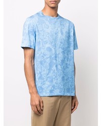 hellblaues Mit Batikmuster T-Shirt mit einem Rundhalsausschnitt von Paul Smith