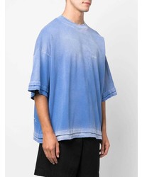 hellblaues Mit Batikmuster T-Shirt mit einem Rundhalsausschnitt von Domenico Formichetti