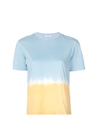 hellblaues Mit Batikmuster T-Shirt mit einem Rundhalsausschnitt von Tome