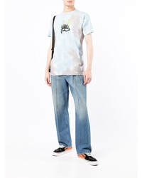 hellblaues Mit Batikmuster T-Shirt mit einem Rundhalsausschnitt von RIPNDIP