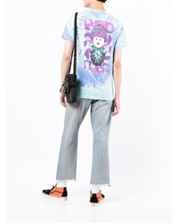 hellblaues Mit Batikmuster T-Shirt mit einem Rundhalsausschnitt von RIPNDIP