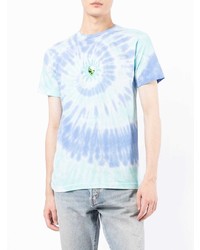 hellblaues Mit Batikmuster T-Shirt mit einem Rundhalsausschnitt von RIPNDIP