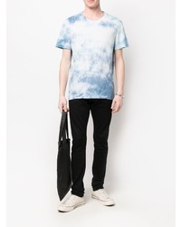 hellblaues Mit Batikmuster T-Shirt mit einem Rundhalsausschnitt von Zadig & Voltaire