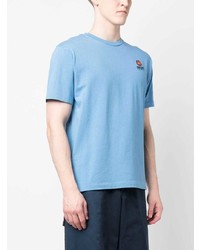 hellblaues T-Shirt mit einem Rundhalsausschnitt mit Blumenmuster von Kenzo