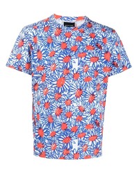 hellblaues T-Shirt mit einem Rundhalsausschnitt mit Blumenmuster von Botter