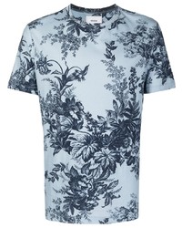 hellblaues T-Shirt mit einem Rundhalsausschnitt mit Blumenmuster von Erdem