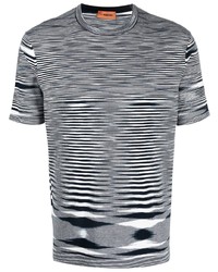 hellblaues T-Shirt mit einem Rundhalsausschnitt mit geometrischem Muster von Missoni