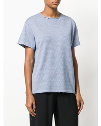 hellblaues T-Shirt mit einem Rundhalsausschnitt mit Hahnentritt-Muster von Golden Goose Deluxe Brand