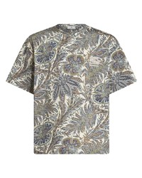 hellblaues T-Shirt mit einem Rundhalsausschnitt mit Paisley-Muster von Etro