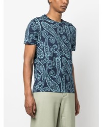 hellblaues T-Shirt mit einem Rundhalsausschnitt mit Paisley-Muster von Etro