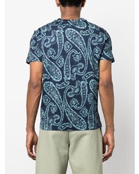 hellblaues T-Shirt mit einem Rundhalsausschnitt mit Paisley-Muster von Etro