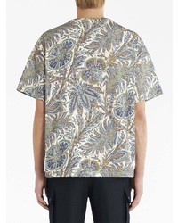 hellblaues T-Shirt mit einem Rundhalsausschnitt mit Paisley-Muster von Etro