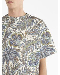 hellblaues T-Shirt mit einem Rundhalsausschnitt mit Paisley-Muster von Etro