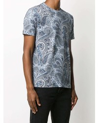 hellblaues T-Shirt mit einem Rundhalsausschnitt mit Paisley-Muster von Etro