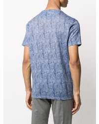 hellblaues T-Shirt mit einem Rundhalsausschnitt mit Paisley-Muster von Etro