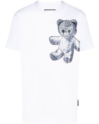hellblaues T-Shirt mit einem Rundhalsausschnitt mit Paisley-Muster von Philipp Plein