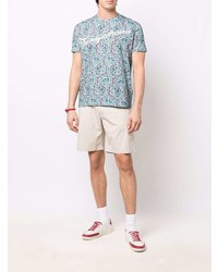 hellblaues T-Shirt mit einem Rundhalsausschnitt mit Paisley-Muster von Etro