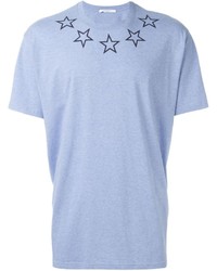 hellblaues T-Shirt mit einem Rundhalsausschnitt mit Sternenmuster