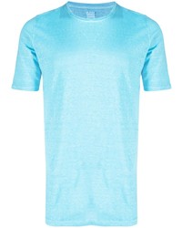 hellblaues T-Shirt mit einem Rundhalsausschnitt von 120% Lino