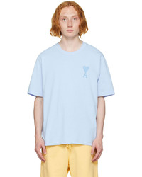 hellblaues T-Shirt mit einem Rundhalsausschnitt von AMI Alexandre Mattiussi