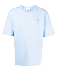 hellblaues T-Shirt mit einem Rundhalsausschnitt von Ami Paris