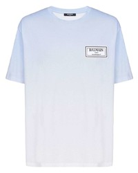 hellblaues T-Shirt mit einem Rundhalsausschnitt von Balmain