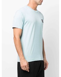 hellblaues T-Shirt mit einem Rundhalsausschnitt von Stone Island