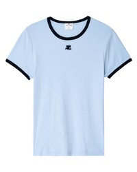 hellblaues T-Shirt mit einem Rundhalsausschnitt von Courrèges