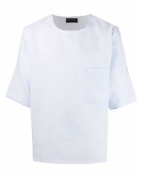 hellblaues T-Shirt mit einem Rundhalsausschnitt von Dell'oglio