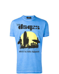 hellblaues T-Shirt mit einem Rundhalsausschnitt von DSQUARED2