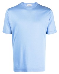 hellblaues T-Shirt mit einem Rundhalsausschnitt von John Smedley