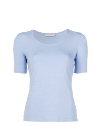 hellblaues T-Shirt mit einem Rundhalsausschnitt von Le Tricot Perugia
