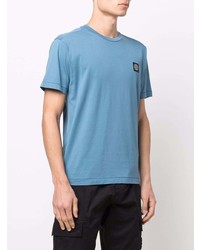 hellblaues T-Shirt mit einem Rundhalsausschnitt von Stone Island