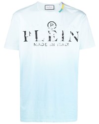 hellblaues T-Shirt mit einem Rundhalsausschnitt von Philipp Plein
