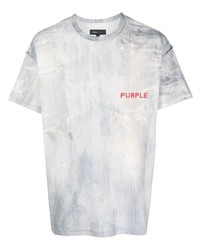 hellblaues T-Shirt mit einem Rundhalsausschnitt von purple brand