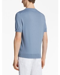 hellblaues T-Shirt mit einem Rundhalsausschnitt von Zegna